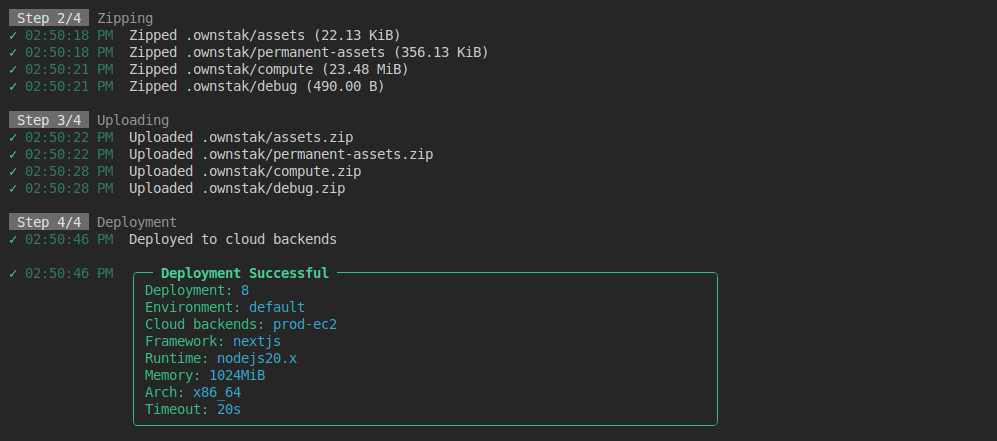 Ownstak deploy deploy step