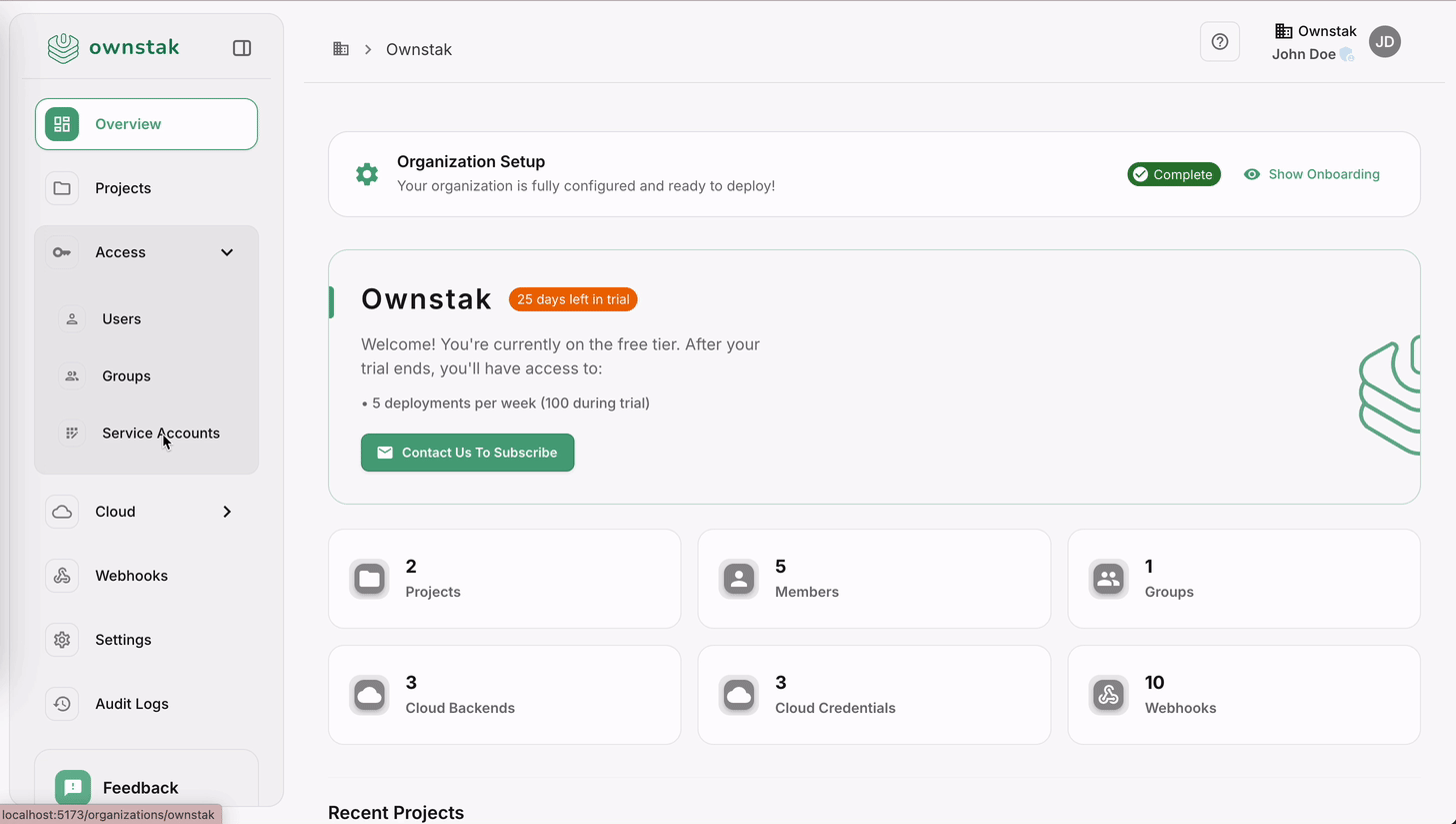 OwnStak Service Account