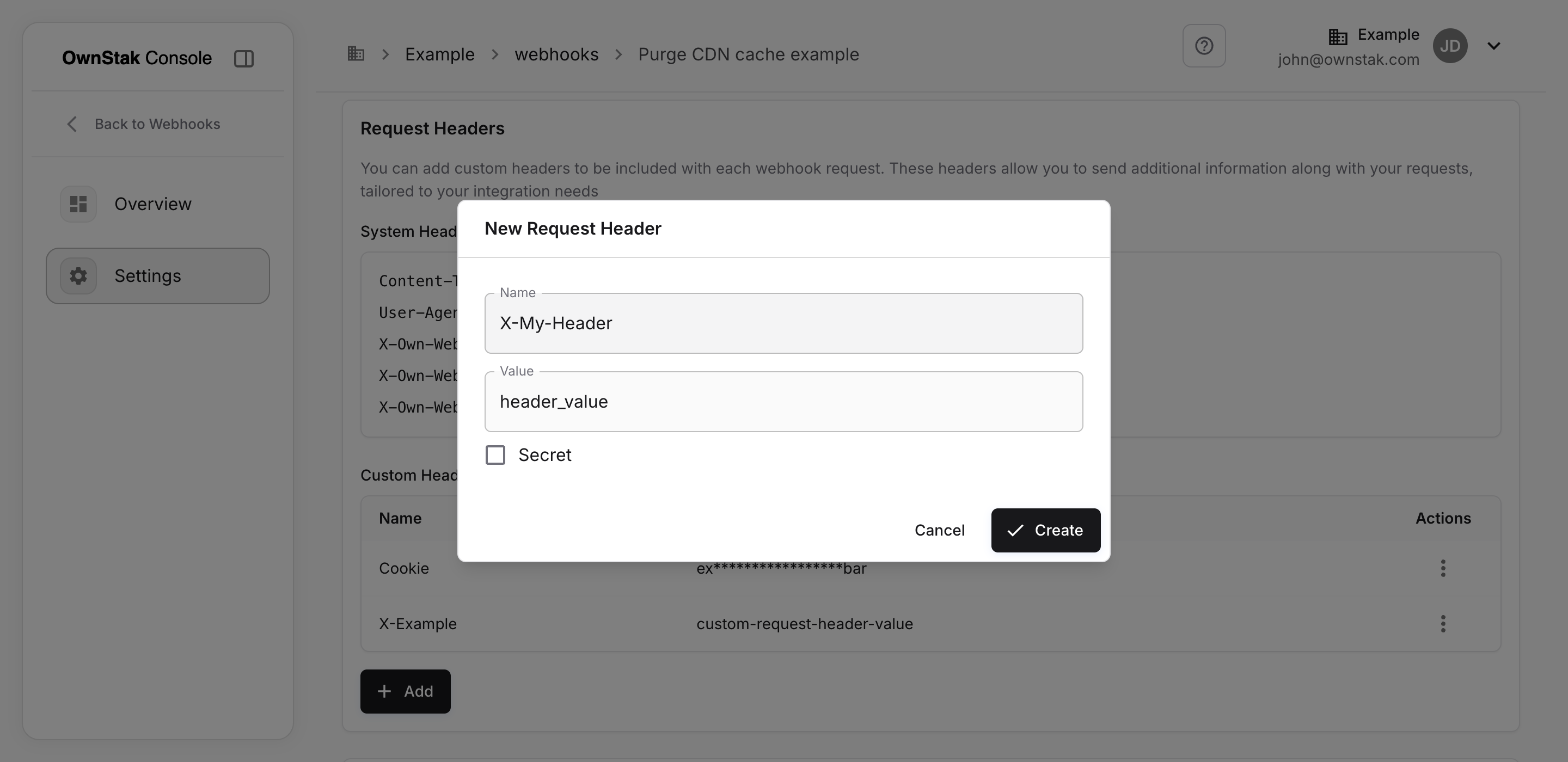 Adding custom headers